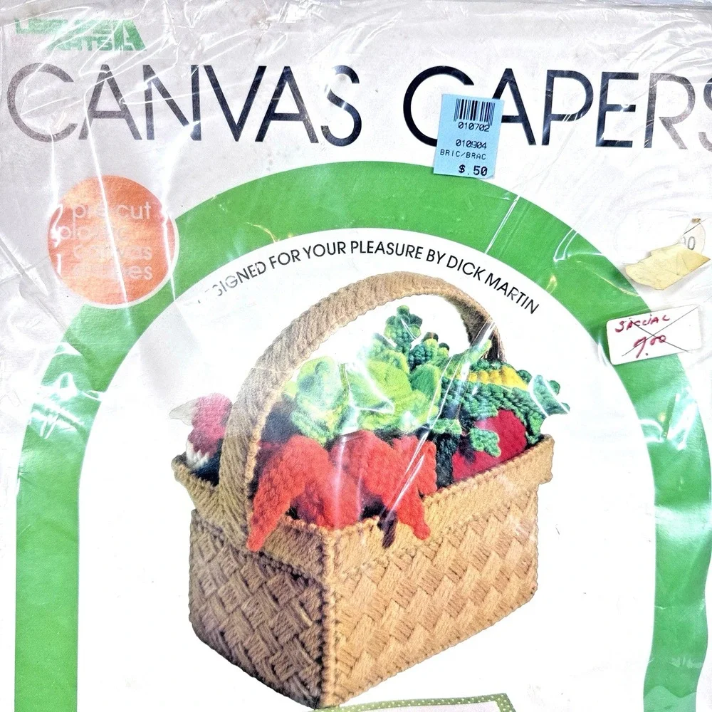 Canvas Capers Garden Fresh Magnets #202 Corn & celery Plastic Canvas Kit 1980!!!